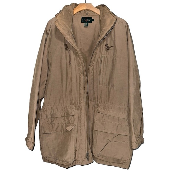 J. Crew Vintage Men’s Size L Tan Beige Red 4-1 Cotton Goose Down Parka Jacket - Picture 4 of 7
